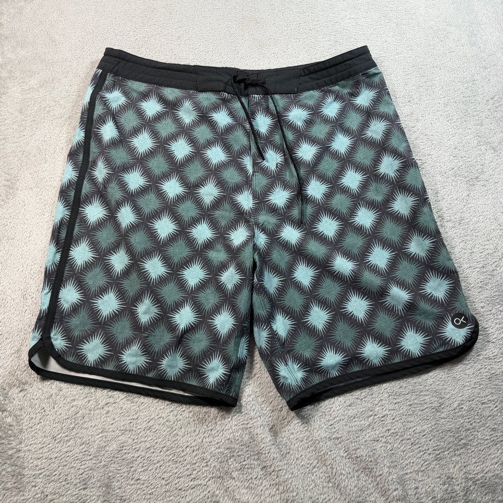 Outerknown Board Shorts Men 32 Green All Time Scallop Starburst Recycled Stretch